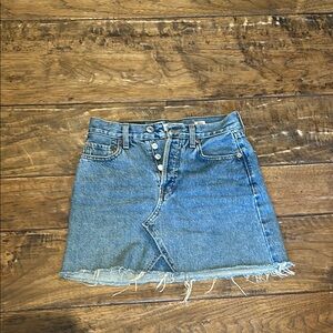 Denim Button-Up Mini Skirt